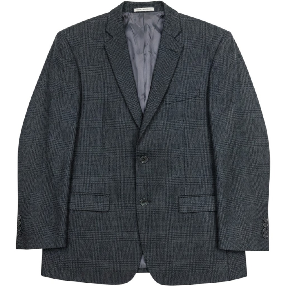 Joseph Abboud Mens 42R Wool Blazer Charcoal Grey Glen Plaid Sport Coat